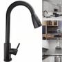 Imagem de Torneira Gourmet Monocomando Com Extensor Misturador Ducha Luxo Moderna Preto Fosco