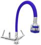 Imagem de Torneira gourmet tubo azul flexível com arejador jato duplo  e com saída para purificador 1/4 bancada