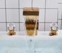 Imagem de Torneira Misturador Lavabo Banheiro Duplo Comando Dourada