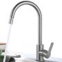 Imagem de Torneira Monocomando Giratória para Cozinha Gourmet Bancada Banheiro Bica Alta Pia Bancada Bico Aerador Misturador Modelo Escovada Inox Kit Instalação