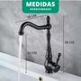 Imagem de Torneira Rústica Bancada Pia Cuba Alta Metal Água Quente Fria 1/4 Abertura Atemporal Luxo