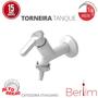 Imagem de Torneira Tanque Com Bico Berlim Tamanho 10 cm Com Bitola 1/2" - 3/4" Branco/Cromado Durín