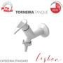 Imagem de Torneira Tanque Com Bico Lisboa Tamanho 10 cm Com Bitola 1/2" - 3/4" Branco/Cromado Durín