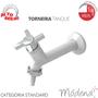 Imagem de Torneira Tanque Com Bico Módena Tamanho 15cm Com Bitola 1/2" - 3/4" Branco/Cromado Durín