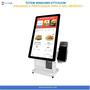 Imagem de Totem Terminal de Auto Atendimento HTTCK22W 21,5  - CPU J4125 4GB DDR4 SSD 240GB com suportes de base e parede.