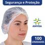 Imagem de Touca Branca Descartável TNT Sanfonada Plissada com 100 Unidades Certificado Anvisa Descartável com Elástico com Nota Fiscal
