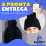 Imagem de Touca De Frio Com Pompom Preta Gorro De Lã Tricot Inverno