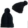 Imagem de Touca de Frio Gorro Preto de Inverno Lã Malha com Pompom Unissex Adulto Forrada Esquenta Calor