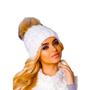 Imagem de Touca feminina Gorro POMPOM FLANELADA forrada quentinha 849