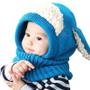 Imagem de Touca Gorro Cachecol Bebê Infantil Cobre Orelhas Azul