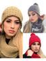 Imagem de Touca Gorro Feminina E Infantil Pompom Gola Cachecol Lã Frio