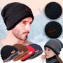 Imagem de Touca Inverno C/ pelo Adulto Chumbo/Preto/Vermelho/Bege Forrado Com Soft Frio Intenso neve - Gorro