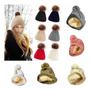 Imagem de Touca Inverno Pompom Gorro Forrada Feminino Moga Glamour inverno