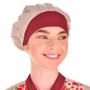 Imagem de Touca Tipo Gorro Para Clínicas Chef de Cozinha Bege Poá Vermelho - Estilo Chef