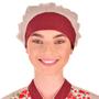 Imagem de Touca Tipo Gorro Para Clínicas Chef de Cozinha Bege Poá Vermelho - Estilo Chef
