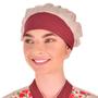 Imagem de Touca Tipo Gorro Para Clínicas Chef de Cozinha Bege Poá Vermelho - Estilo Chef