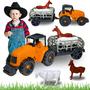 Imagem de Trator com Animais carretinha da fazenda Orange Toys Brinquedo infantil Trator