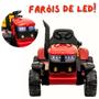 Imagem de Trator Elétrico Infantil EcoPower 12V Vermelho Amarelo Som