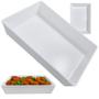Imagem de Travessa Retangular 25,3 Cm Tigela Estriada Melamina Branca Servir Porcoes Salgados Petisco Food Truck Bestfer
