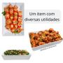 Imagem de Travessa Retangular 25,3 Cm Tigela Estriada Melamina Branca Servir Porcoes Salgados Petisco Food Truck Bestfer