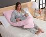 Imagem de Travesseiro de Corpo Gestante Grávida Almofada + Capa Fronha Retirável Confortável Rosa
