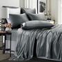 Imagem de TREELY 6 Peças de Cetim King Size Silky Smooth Grey Satin Sheet Set com bolso profundo, folha de cetim, folha plana, 4 fronha de cetim