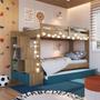 Imagem de Treliche Infantil com Escada, Nicho e Gaveta Aveiro com Azul