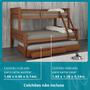 Imagem de Treliche Madeira Com Gavetas Merk - 2 Camas Solteiro + 1 Cama Casal