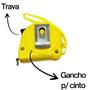 Imagem de Trena com Trava Pequena 2 Metros Fita De Aço 2m x 12mm Leve