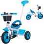 Imagem de Triciclo Infantil com Empurrador Pedal 3 Rodas Segurança Assento Passeio Flex Azul