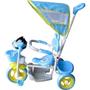 Imagem de Triciclo Infantil Empurrador Passeio Motoca Cobertura Azul
