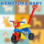 Imagem de Triciclo Infantil Motoca Com Haste De Empurrar Pedal Menino Azul Vermelho Velotrol Brinquedos Kendy