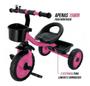 Imagem de Triciclo Infantil Plástico e Aço Carbono Com Cestas e Campainha Suporta Até 25kg Rosa