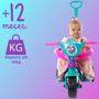 Imagem de Triciclo Infantil Suporta Até 16kg Menina Com Haste De Empurrar Motoca Velotrol Proteção Lateral Com Pedal Kendy Brinquedos