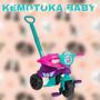 Imagem de Triciclo Infantil Suporta Até 16kg Menina Com Haste De Empurrar Motoca Velotrol Proteção Lateral Com Pedal Kendy Brinquedos