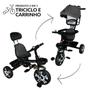 Imagem de Triciclo Motoca Bicicleta 3 Rodas Infantil Passeio com Empurrador Pedal Capota Brinqway Bw302