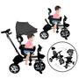 Imagem de Triciclo Motoca Bicicleta 3 Rodas Infantil Passeio com Empurrador Pedal Capota Brinqway Bw302