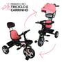 Imagem de Triciclo Motoca Bicicleta 3 Rodas Infantil Passeio com Empurrador Pedal Capota Brinqway Bw302