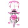 Imagem de Triciclo Motoca Bicicleta 3 Rodas Infantil Passeio com Empurrador Pedal Luz Som Capota Rosa