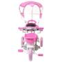 Imagem de Triciclo Motoca Infantil Passeio com Empurrador Pedal Luz Som Capota Importway BW-003 Rosa