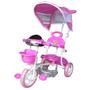 Imagem de Triciclo Motoca Infantil Passeio com Empurrador Pedal Luz Som Capota Importway BW003 Rosa