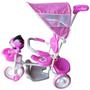 Imagem de Triciclo Motoca Infantil Passeio com Empurrador Pedal Luz Som Capota Importway BW003 Rosa