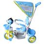 Imagem de Triciclo Motoca Infantil Passeio Empurrador Pedal Luz e Som + Capota Importway BW003 Azul