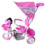 Imagem de Triciclo Motoca Infantil Passeio Rosa com Empurrador e Cobertura BW003-R IMPORTWAY