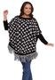 Imagem de Tricô Blusa Poncho Pink Tricot Mousse Geométrico Franjas Feminino 5951