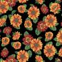 Imagem de Tricoline Estampado Floral Girassol Fundo Preto - 100% Algodão, Unid. 50cm x 1,50mt