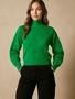 Imagem de Tricot feminino manga longa gola alta detalhe coração lâ moda inverno blusa de frio quentinha punho