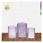 Imagem de Trio Capa Cilindro Glitter Lilás 3D Em Tecido Com Elástico