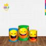 Imagem de Trio Capas Cilindros Sublimado Emojis Tecido Veste Fácil