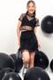 Imagem de Trio de Blusa Cropped Sobreposição e Saia em Tule e Top Cropped em Cotton